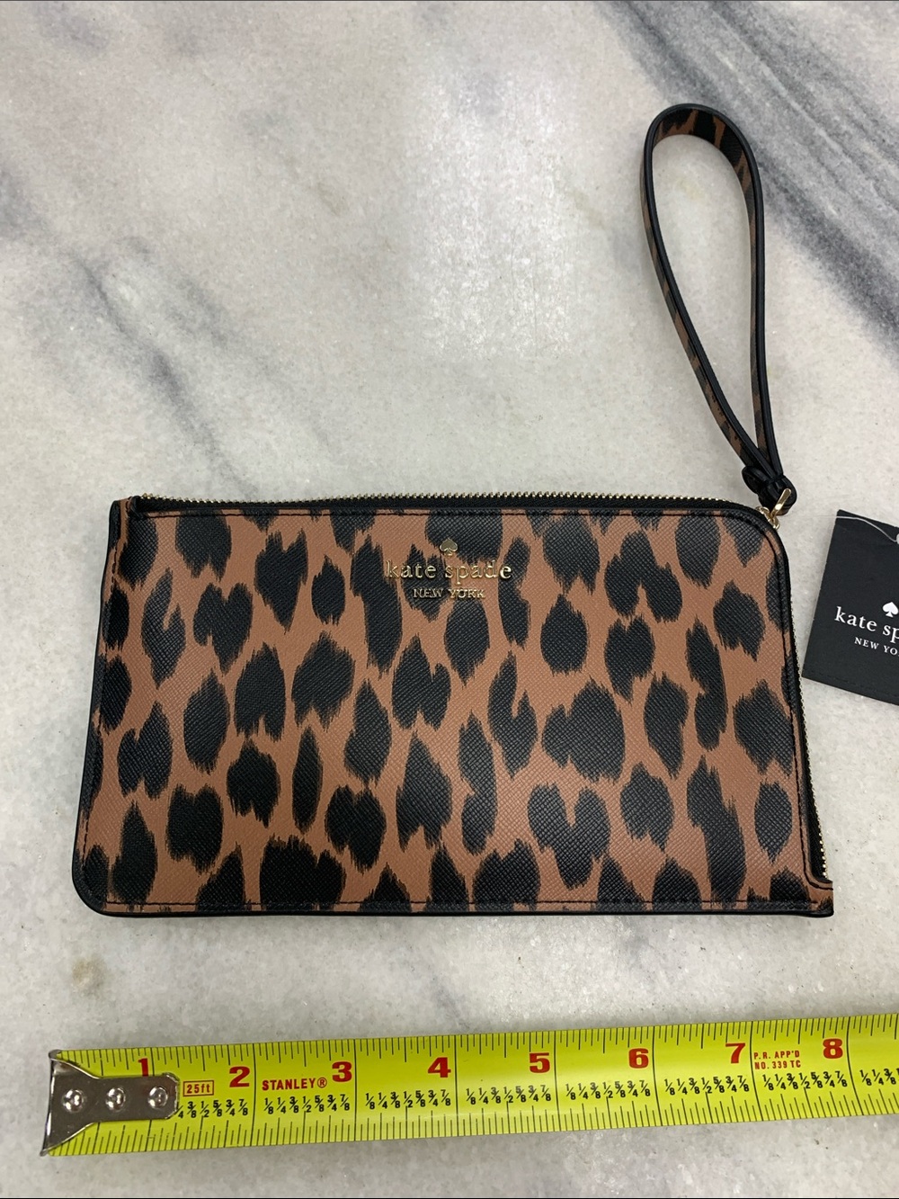 kate spade Leopard Print Zip Wristlet in Brown and Black